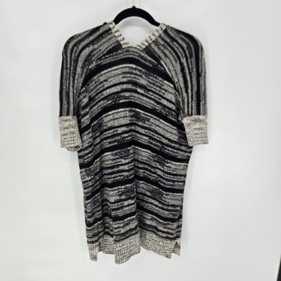 Leo and sage womens small black white stripe open front short sleeve cardigan - Picture 6 of 7